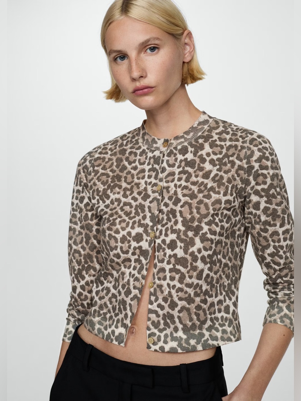 Mango Leopard-Print knit cardigan NWT